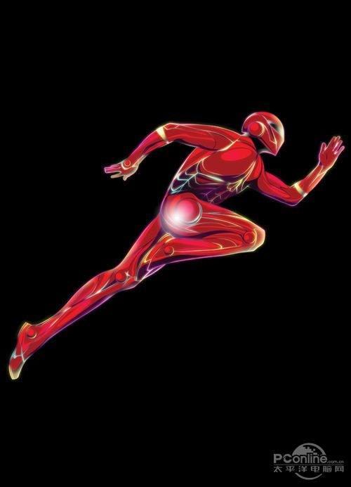 Photoshop设计打造出绚丽的奔跑红色机器人