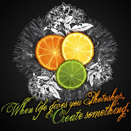 Photoshop使用滤镜设计制作三色的橙子海报