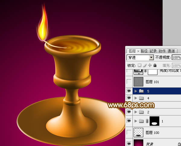 Photoshop设计制作一盏古典的正在燃烧的陶瓷油灯