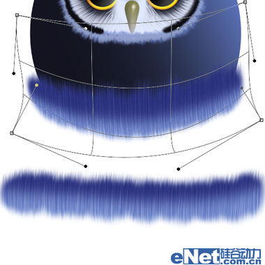 photoshop设计制作可爱的蓝色卡通猫头鹰