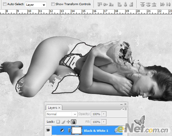 Photoshop将美女人体图片打造出禁烟公益广告海报效果