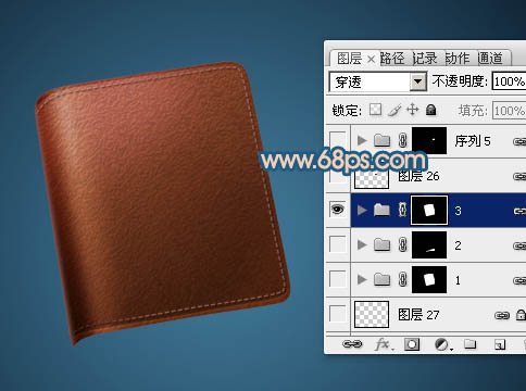 Photoshop设计制作出逼真皮革纹理的褐色皮夹