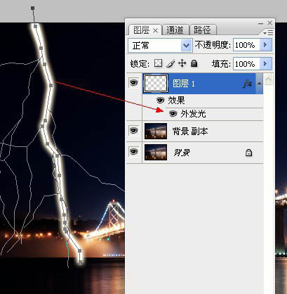photoshop利用描边路径工具制作出逼真的闪电效果