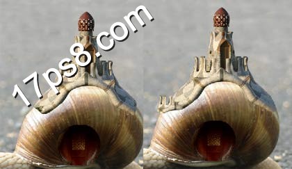 photoshop合成制作出一个背着城堡房子流浪的蜗牛