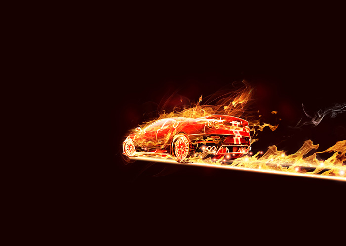 Photoshop设计打造出奔跑的超酷火焰汽车