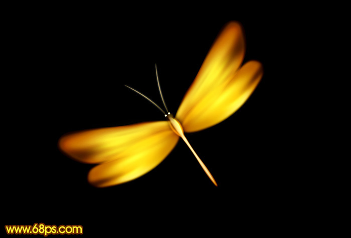 Photoshop设计打造出一只漂亮逼真的金色蜻蜓