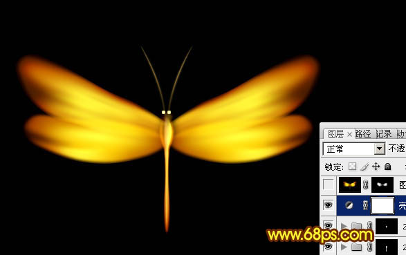 Photoshop设计打造出一只漂亮逼真的金色蜻蜓
