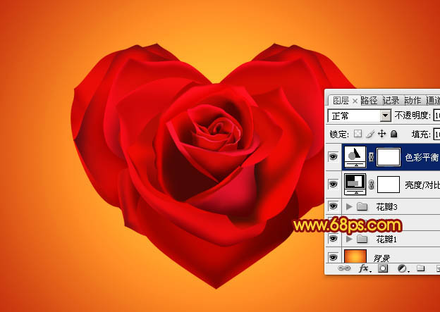 Photoshop设计制作出漂亮的情人节心形玫瑰花