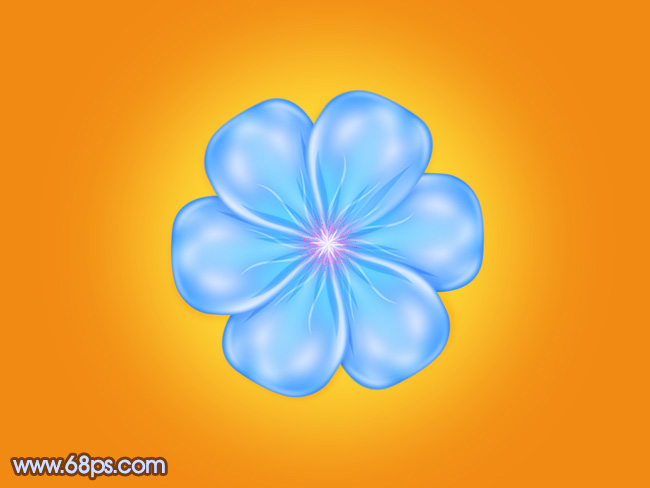 Photoshop设计制作通透逼真的蓝色水晶小花朵