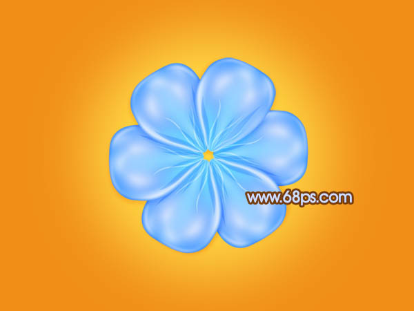 Photoshop设计制作通透逼真的蓝色水晶小花朵