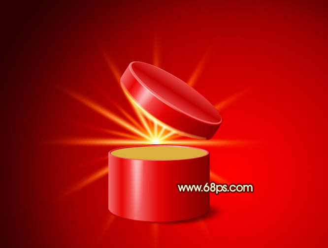 Photoshop为红色礼盒设计添加上魔幻的金色光