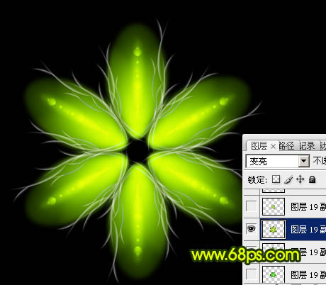 Photoshop制作出奇幻有层次感的绿色荧光花朵