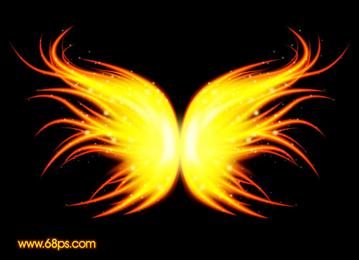 Photoshop将给美女图片打造出绚丽梦幻的火焰光束翅膀效果