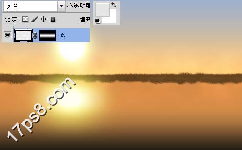  photoshop下利用渐变及画笔制作漂亮的河边日出