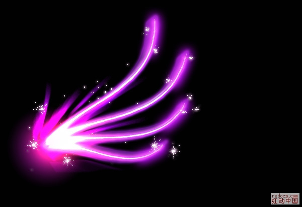 Photoshop制作梦幻的紫色光束翅膀