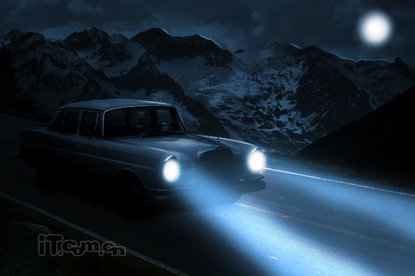 Photoshop打造夜间无人驾驶的汽车效果