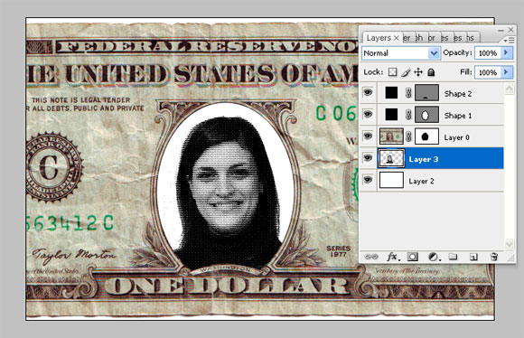 Photoshop将自己的头像印到钞票上的教程