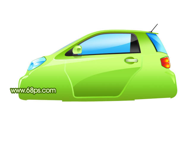Photoshop制作一辆非常可爱的绿色小汽车