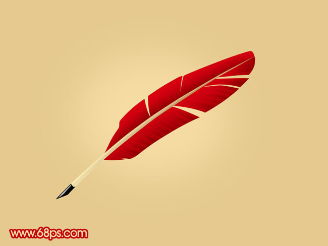 Photoshop打造简单的红色羽毛笔