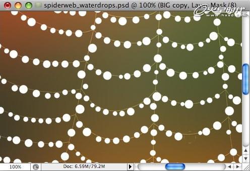 Photoshop打造挂满露珠的蜘蛛网