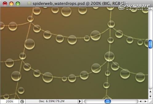 Photoshop打造挂满露珠的蜘蛛网