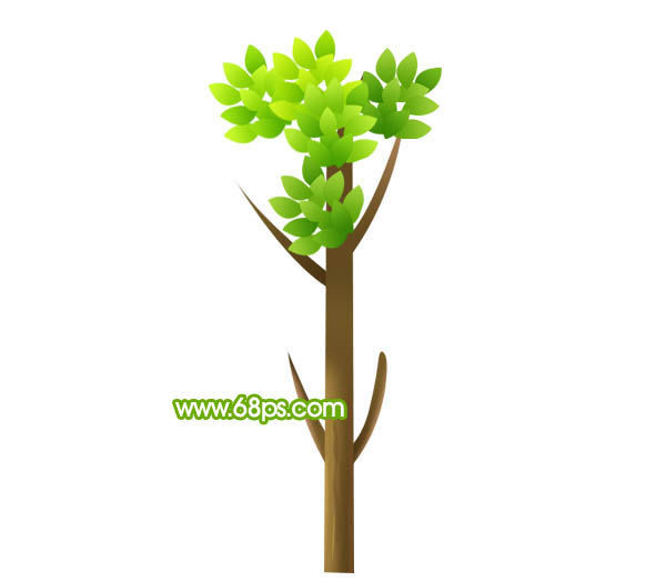 Photoshop打造一棵长满绿叶的卡通小树
