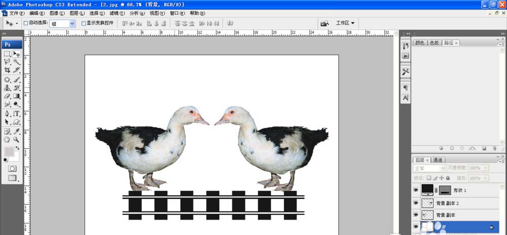PS怎么制作对称的鸭子? ps设计对称图形的教程