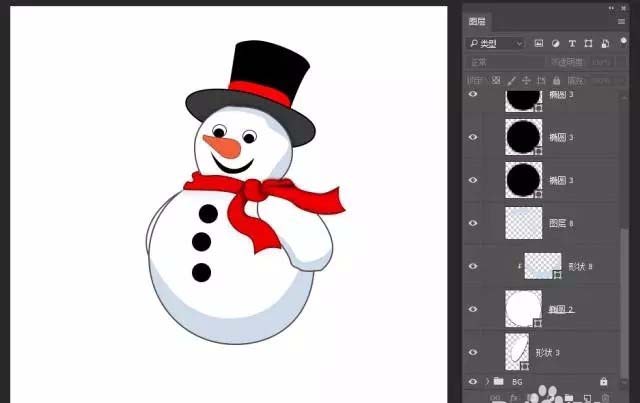 ps怎么画雪人? ps绘制卡通雪人图标的教程