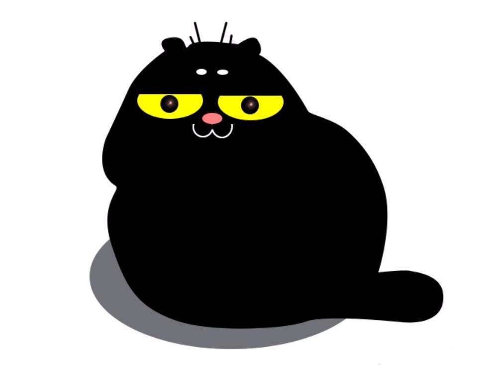 PS怎么画一个原地蹲着的大黑猫?