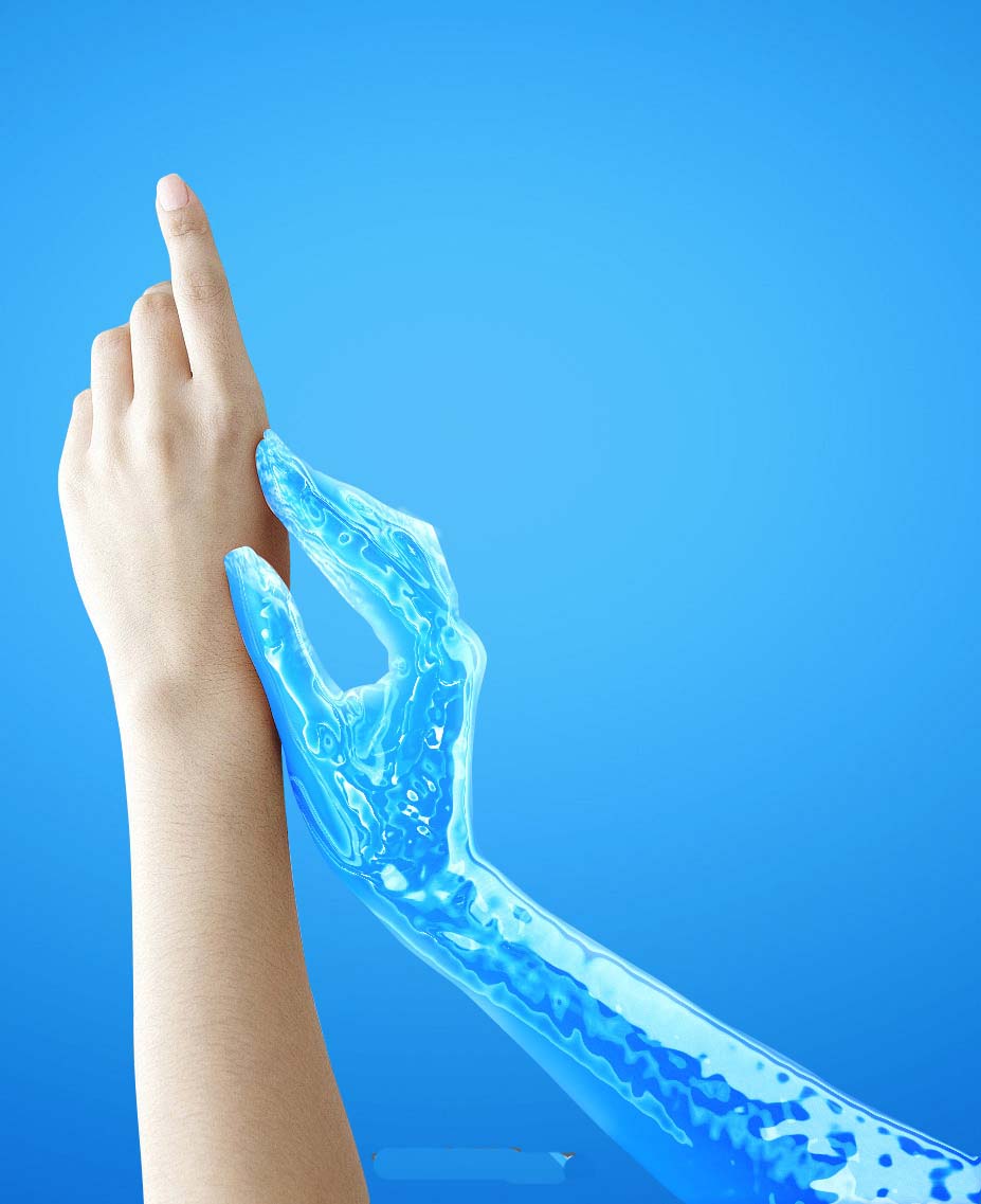ps怎么将手变成蓝色液态效果? ps手臂液化的教程