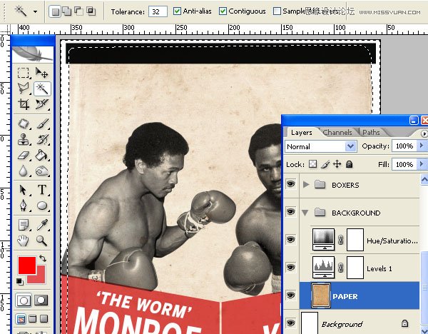 Photoshop设计数十年前复古风格的拳击海报教程