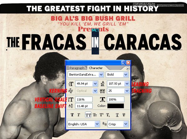 Photoshop设计数十年前复古风格的拳击海报教程