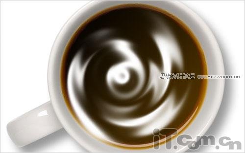 Photoshop扭曲滤镜制作牛奶混和咖啡的效果图