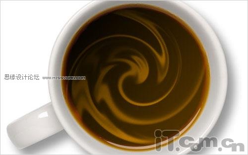 Photoshop扭曲滤镜制作牛奶混和咖啡的效果图