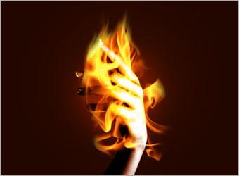 Photoshop合成照片:燃烧的魔术手制作教程