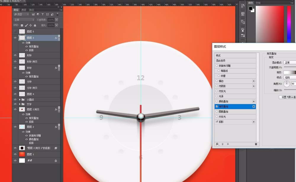 ps怎么设计一款红色的UI时钟元素图标?