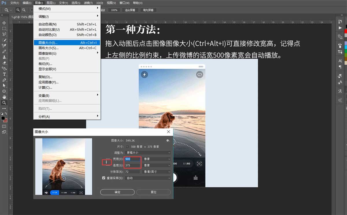 PHOTOSHOP动图尺寸修改与视频转GIF的方法