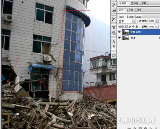 Photoshop 让地震后的废墟再现辉煌的处理