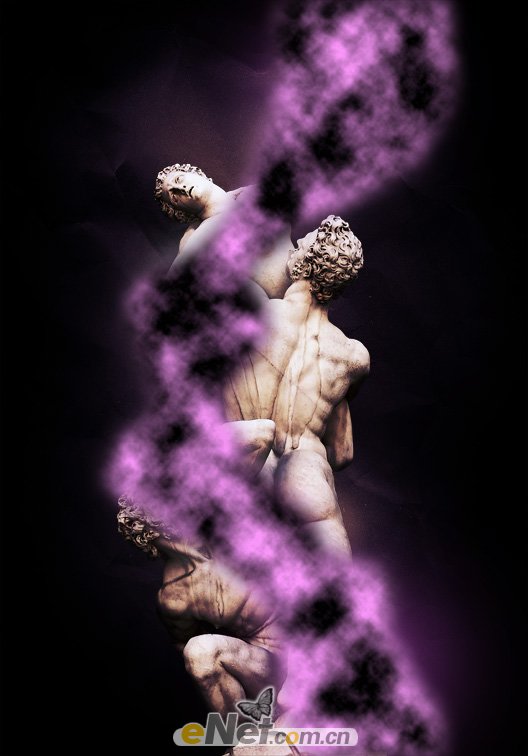Photoshop 为雕塑加上环绕的紫色烟雾的方法