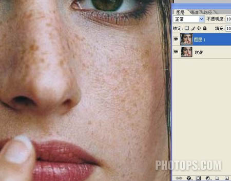 photoshop 自定义图案给多斑的人物磨皮