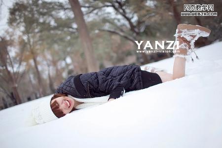 photoshop 浪漫的冬季雪景美女图片