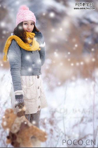 photoshop 浪漫的冬季雪景美女图片