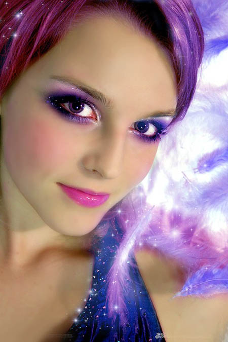 Photoshop 梦幻的紫色彩妆美女(脸部处理)
