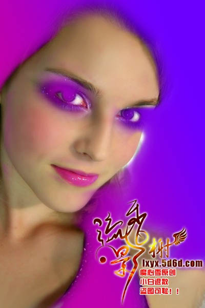Photoshop 梦幻的紫色彩妆美女(脸部处理)