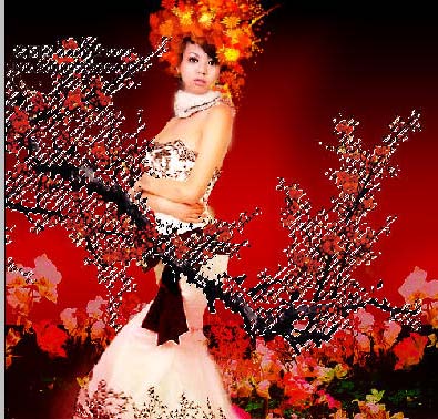 Photoshop 打造亮丽的红色古典美女写真