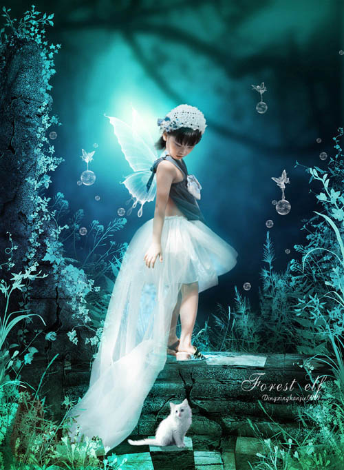 Photoshop 打造漂亮的蓝色小天使