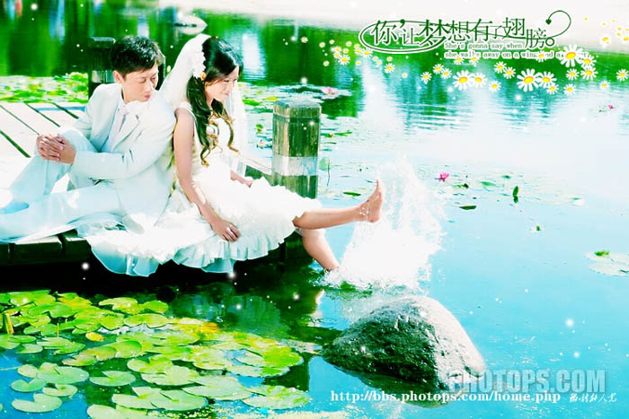 Photoshop 梦幻的翠绿色池景婚片