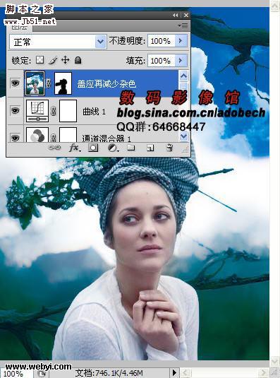 photoshop CMYK模式下调出人物照片个性蓝色调