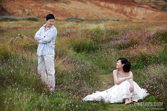 photoshop 打造梦幻的绿色外景婚片