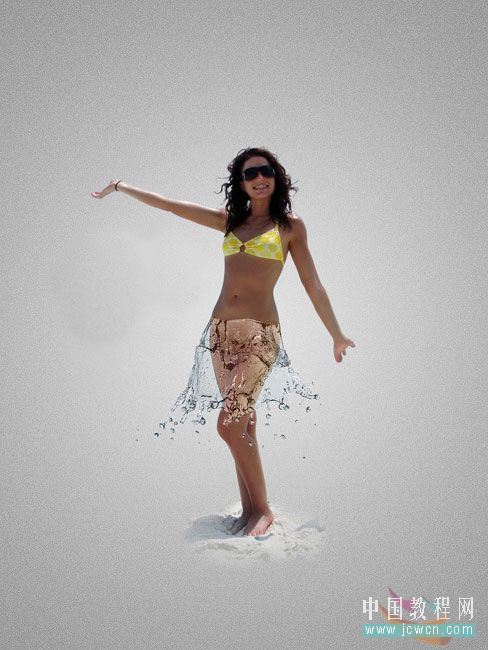 Photoshop给泳装美女穿上漂亮的水裙子